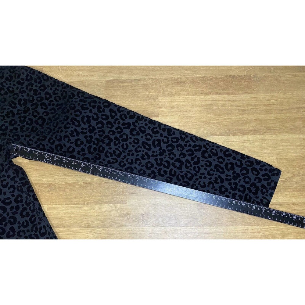 Madewell Jeans Womens 27 Black 9” Midrise Skinny Flocked Leopard Denim Animal - Picture 5 of 14
